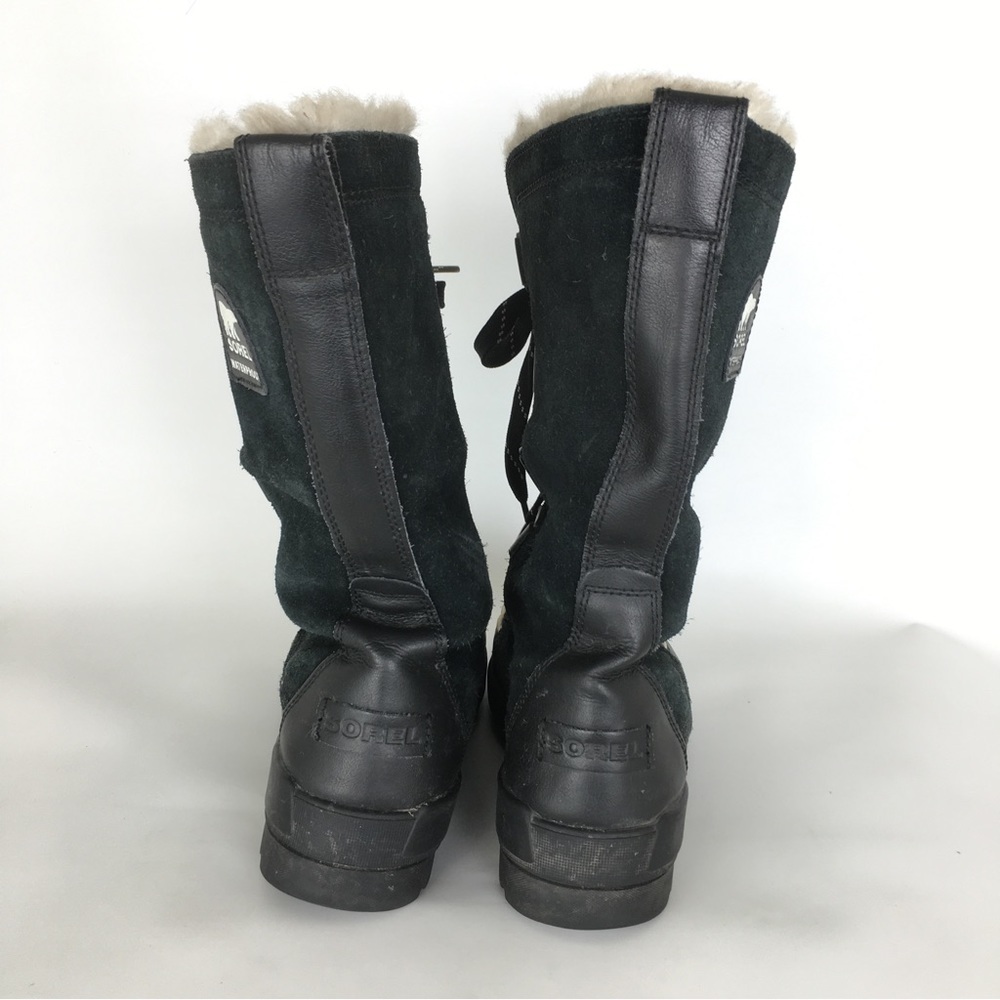 Sorel Tivoli Tall Waterproof Out Dry Boots Black Suede Faux Fur Lining Size 10.5 - Picture 4 of 16